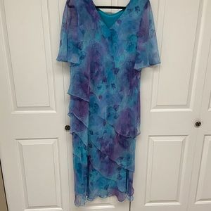 VINTAGE Long Cativa layered Blue dress SZ 18